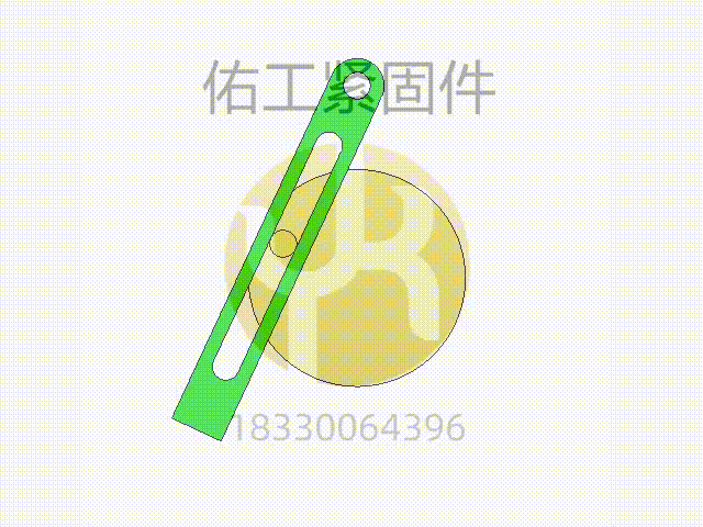 圖085 用曲柄擺動導桿機構 模擬內外槽輪機構運動 47.gif